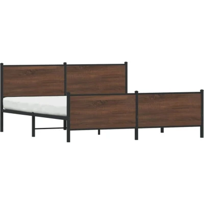 Image of vidaXL Metal Bed Frame without Mattress Brown Oak 180x200 cm Super King
