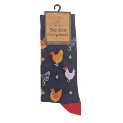 Image of Bartleby Ladies Funky Bamboo Socks Colourful Chickens
