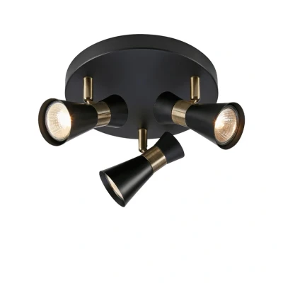 Image of Markslöjd Folie ceiling light, 3 bulb, black/brass