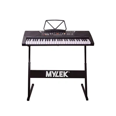 Image of MYLEK Electronic Keyboard 61 Key Musical Interactive Teaching Piano with Z Stand and Book Children, Beginners &amp; Intermediate Enthusiasts