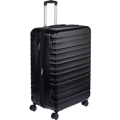 Image of Amazon Basics Hardside Luggage ABS Hard Shell Spinner/Suitcase with 4 Wheels, 78 cm, Black