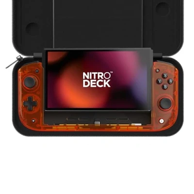 Image of CRKD Nitro Deck Limited Edition with Carry Case Professional Handheld Zero Stick Drift for Nintendo Switch and OLED (Orange Zest Crystal Collection)