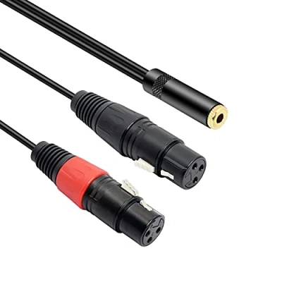 Image of MEIRIYFA Dual XLR to 3.5mm jack Microphone Cable, 1/8 Female Adapter Stereo TRS Transforming Cord 0.3M