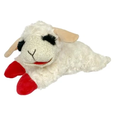 Image of Multipet Plush Dog Toy, Lambchop, 10&quot;, White/Tan