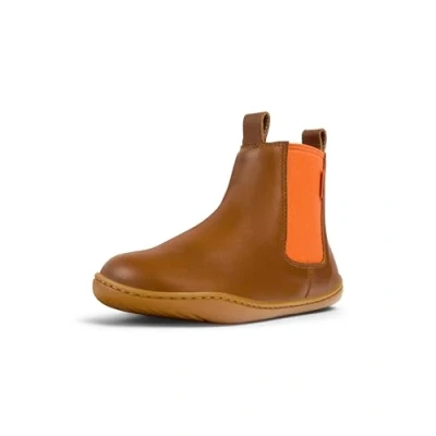 Image of Camper PEU CAMI KIDS Unisex Classic ankle boots for kids, Size: 8.5K, Medium brown Leather and textile