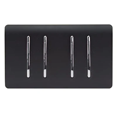Image of Trendi 4 Gang (2 Way &amp; 2xIntermediate) Glossy 10 Amp Rocker Light Switch Matt Black
