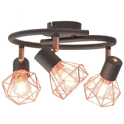 Image of vidaXL Ceiling Lamp with 3 Spotlights E14 Black and Copper