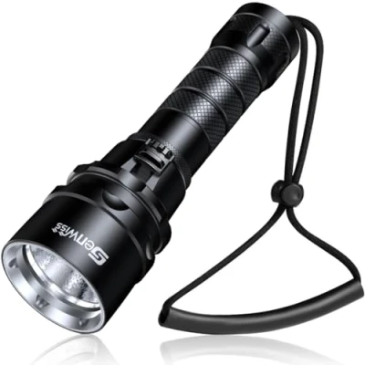 Image of Genwiss Diving Torch, 2000 Lumens Underwater Scuba Torch Light Rechargeable, 80 Meters Waterproof LED Flashlight White Submersible Lights for Night Dive Caving