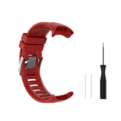 Image of Huabao Watch Strap Compatible with Garmin Forerunner 610,Adjustable Silicone Sports Replacement Band for 610 Smart (Red)