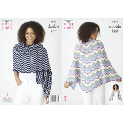 Image of King Cole 5843 Adult DK Shawl Knitting Pattern
