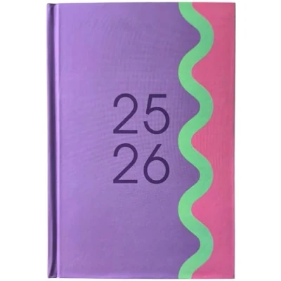 Image of 2025 2026 A5 Day a Page Case Bound Academic Diary with Printed Edges (Pink)