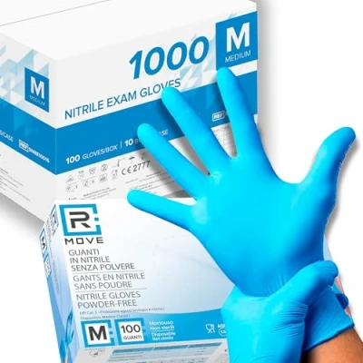 Image of 1000 Nitrile gloves Powder free, Latex Hypoallergenic, CE certified to EN455 food disposable medical (Size M)