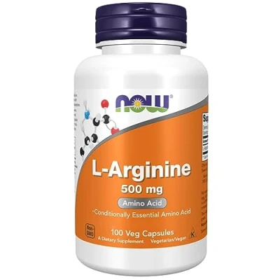 Image of Now Foods, L Arginine, 500mg, 100 Vegan Capsules, Amino Acid, Vegetarian, Gluten Free, Soy GMO Free