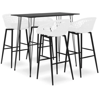 Image of vidaXL 5 Piece Bar Set Black and White