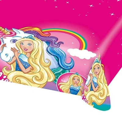 Image of Amscan 11012123 Barbie Dreamtopia Pink Plastic Tablecover 1 Pc