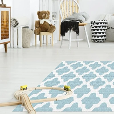 Image of Viniliko Carpet Celosia, Vinyl, Turquoise and White, 50 x 140 3 cm