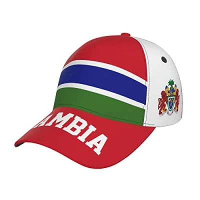 Image of RFSHOP Gambia Flag Gambian Baseball Cap Full Print Adult Men Hat Patriotism Supporter Soccer Caps Black