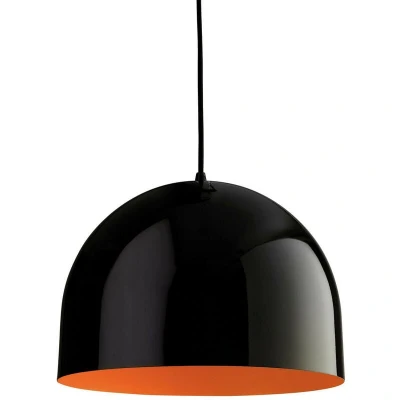 Image of House 1 Light Dome Ceiling Pendant Black, Orange Inside, E27