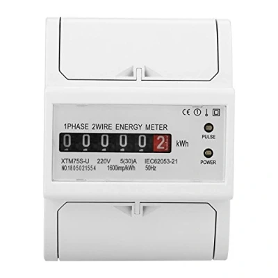 Image of 220V DIN Rail Electric Meter, Digital 1 Phase Meter 2 Wire 4P, XTM75S U KWh Meter(5(30)A )