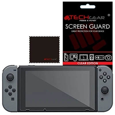 Image of TECHGEAR Screen Protector for Nintendo Switch, Clear LCD Guard Covers with Cleaning Cloth &amp; Applicator Card