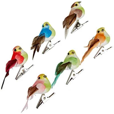 Image of Artemio 13001021 Set of 6 Miniature Birds, Paper, Multi Colour, 3.7 x 2.5 5.3 cm