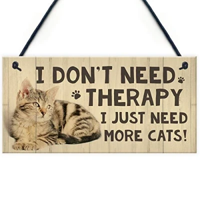 Image of RED OCEAN Cat Sign For Home Funny Gift Lover Birthday Christmas Decor Plaque