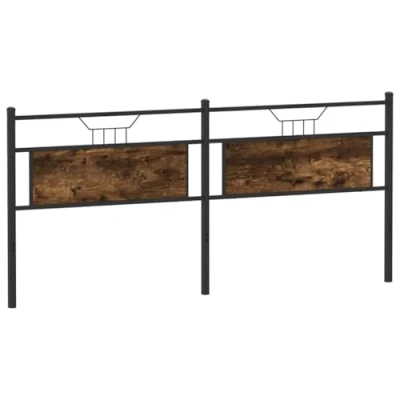 Image of vidaXL 193cm Smoked Oak Headboard Engineered Wood/Steel Frame Bedroom Industrial Style
