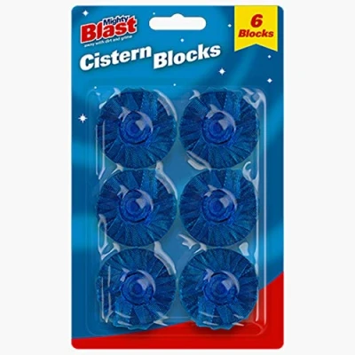 Image of Toilet Cistern Cleaner Block Tablets Blu Dirt Stain Germ Bacteria Killer (Pack of 6)