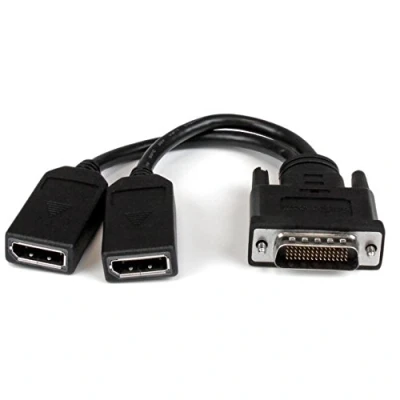 Image of StarTech.com DMS 59 to DisplayPort 8in 2x DP Y Cable Adapter Splitter LFH (DMSDPDP1)