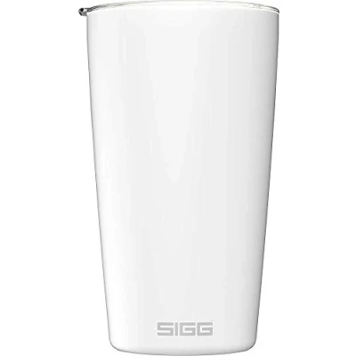 Image of SIGG Coffee Travel Mug Neso Pure Ceram With Tritan Lid Dishwasher Safe Lightweight BPA Free 18/8 Stainless Steel White 0.4 L