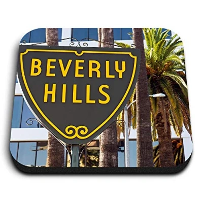 Image of 1 x Square MDF Fridge Magnet Beverly Hills Los Angeles USA America 3101