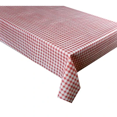 Image of linen702 Vinyl Pvc Tablecloth Red and White Gingham Check 1.5 metres (150x137cm) 4 Seater Size Table, Wipe Clean, Textile Backed Plastic Table Cloth (80)