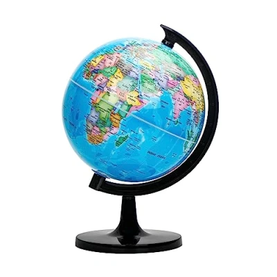 Image of EXERZ 25cm World Globe Political Map Educational Geographic Self Assembled School Diameter