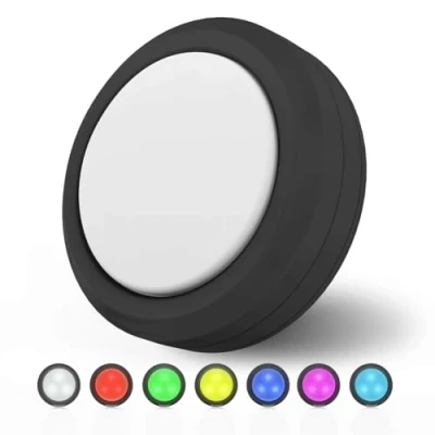Image of MOUJUCHI Puck Lights, RGB Under Cabinet Lights Wireless LED Battery Operated Dimmable Night Light with Remote for Kitchen Closet Stair Shelf,1 Pack