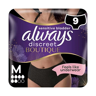Image of Always Discreet Boutique Underwear Incontinence Pants Medium Black x9