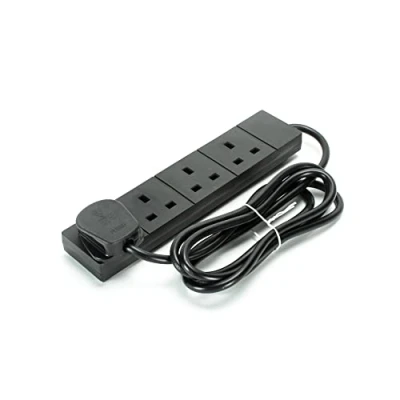Image of STATUS Black Multi Plug Extension 4 Socket Cable 2m Lead S4W2MBL1PK4
