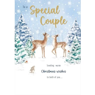 Image of Regal Publishing Christmas Card To a Special Couple 2 Deer 9 x 6 inches