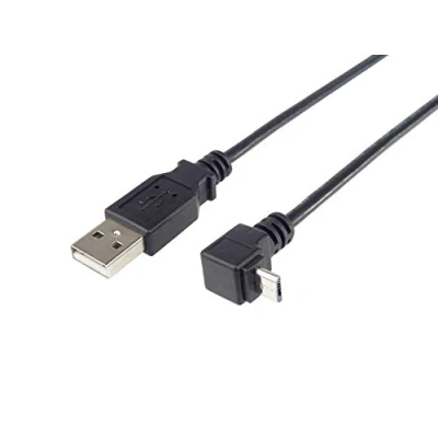 Image of PremiumCord USB Micro 90 Connection Cable 1 m, A Male to B Angled, 2.0 High Speed Data Cable, 5 Pins, AWG28, Colour Black, Length ku2m1f