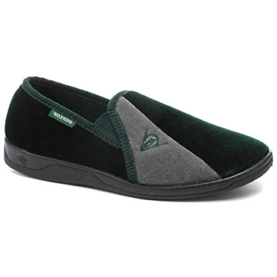 Image of DUNLOP New Mens Velour Twin Gusset Slippers Gents Shoes Sizes UK 7 8 9 10 11 12 (Green Grey, Numeric_6)