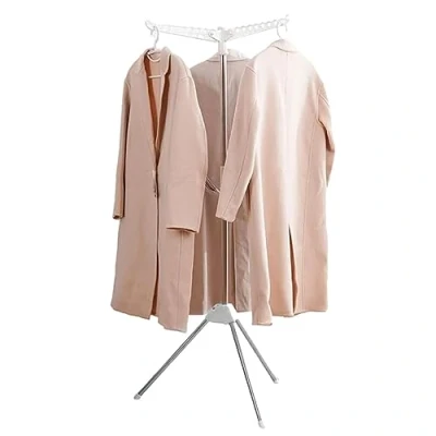Image of Tripod Clothes Drying Rack, Airer Indoor Outdoor, Portable Garment Rack with 3 Rotatable Arms, Foldable Standing Laundry Racks, Steamer Hanger Stand, Space Saving