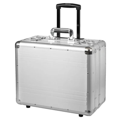 Image of Alumaxx Multifunktions Koffer CHALLENGER, Businesstrolley aus Aluminium, Alu Trolley, Pilotenkoffer Roller Case, 45 cm, 21 liters, Silver (Silber)