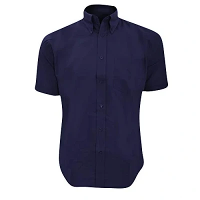 Image of Kustom Kit Mens Workwear Oxford Short Sleeve Shirt (17inch) (French Navy)