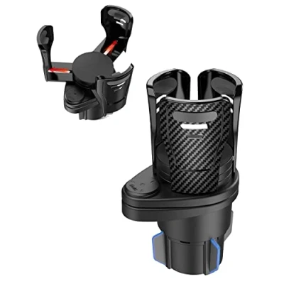 Image of Car Cup Holder Expander Adapter, Vehicle Mounted and Organizer, All Purpose Water Drink Holder, 360 Degrees Dual Mount Adjustable Stand for (Carbon Fibre)