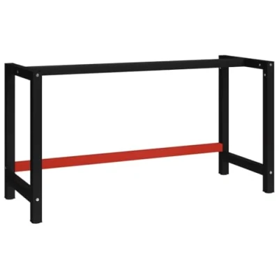 Image of &#039;vidaXL Metal Work Bench Frame Powder Coated, Pre Drilled, Reinforced Design 150x57x79 cm in Black and Red