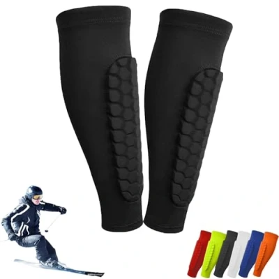 Image of Qosigote Shinbang Protector 2.0, Shin Defender Guards, Shindefender Ski Protectors, Soccer Guard Sleeves, Guards Adult for Sports (black,L)