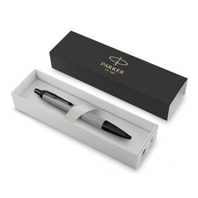 Image of Parker IM Black Edition Premium Ballpoint Pen Achromatic Matte Grey with Trims Ink Gift Boxed