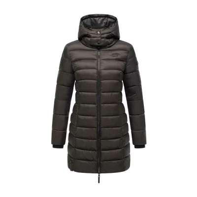 Image of MARIKOO Women&#039;s Long Winter Coat Warm Quilted with Removable Hood Evening Stars XS 6XL, Choco, S
