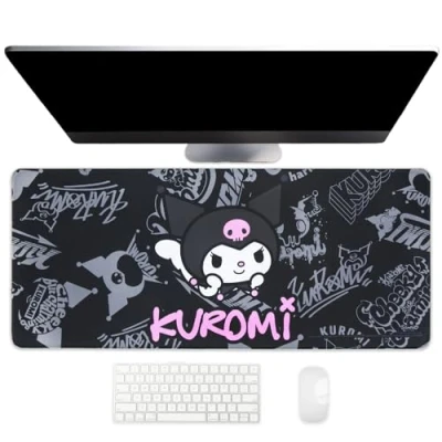 Image of Hello Kitty Jumbo Kuromi Desk Mat, Large Desktop Mousepad, Kawaii Pad, Cute Decor, 70 x 30 cm
