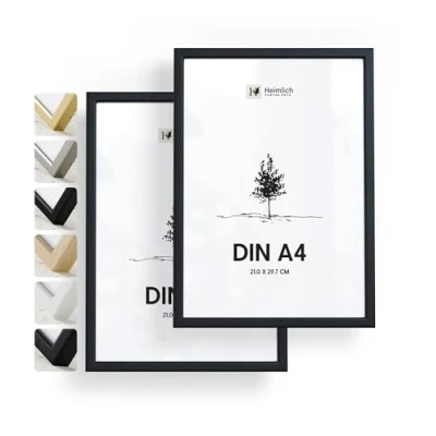 Image of Heimlich double pack (2 pcs.) Picture Frames Wood with Shatterproof Acryl Glass DIN A4 (21x29,7cm), Black