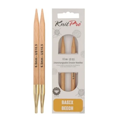 Image of KnitPro KP35640 Basix Birch: Circular Knitting Pins: Interchangeable: Normal: 11.6cm x 6.50mm, Birchwood, Multi Colour